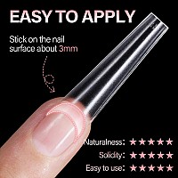 Aillsa Extra Long Coffin Nail Tips Tapered Acrylic Half Cover Nail Tips False Matte Nail Tips Soft Gel Preshaped Nail Extension