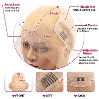 Supsyousf 38 Inch 13X6 Hd Straight Blonde Lace Front Wigs Human Hair Preplucked 180 Density Glueless Wigs Baby Hair 6