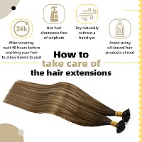 Ugeat Ombre K Tip Hair Extensions Real Human Hair Dark Brown To Golden Brown Mix Golden Blonde Human Hair Extensions K Tip Fusio