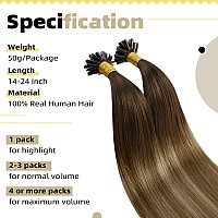 Ugeat Ombre Hair Extensions U Tip Real Human Hair Dark Brown To Golden Brown Mix Golden Blonde U Tip Remy Hair Extensions Kerati