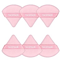 Facemade 6 Pieces Face Powder Puff With A Travel Case Soft Makeup Puff With A Container Triangle Velour Makeup Sponge For Loos