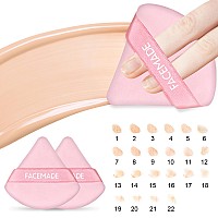 Facemade 6 Pieces Face Powder Puff With A Travel Case Soft Makeup Puff With A Container Triangle Velour Makeup Sponge For Loos