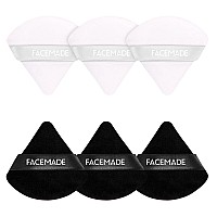 Facemade 6 Pieces Face Powder Puff With A Travel Case Soft Makeup Puff With A Container Triangle Velour Makeup Sponge For Loos