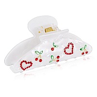 Liliewhite 1Pc Red Heart And Cherry Hair Clips For Women Medium Size Hair Claws Clips Hair Accessories