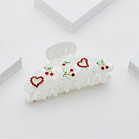 Liliewhite 1Pc Red Heart And Cherry Hair Clips For Women Medium Size Hair Claws Clips Hair Accessories