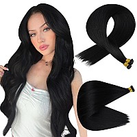 Full Shine Geniu Weft Human Hair Extensions Sew In Virgin Hair Weft Extensions Color Jet Black 1 Hand Tied Hair Extensions Soft