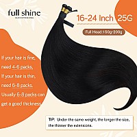 Full Shine Geniu Weft Human Hair Extensions Sew In Virgin Hair Weft Extensions Color Jet Black 1 Hand Tied Hair Extensions Soft