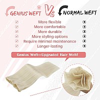 Fshine White Blonde Genius Weft Hair Extensions Human Hair 16 Inch Blonde Genius Weft Hair Extensions Sew In Straight Hair Bundl