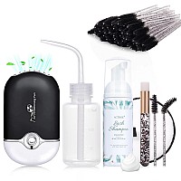 Actrol Eyelash Extension Shampoo Kit 60Ml Unscented Lash Extension Cleanser With Lash Fan Black Professional Eyelid Foaming Clea