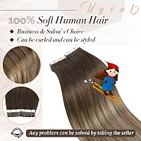 Ugeat Hair Tape In Extensions Human Hair Ombre Tape In Hair Extensions Real Human Hair Dark Brown To Golden Brown Mix Golden Blo