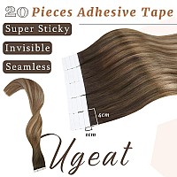 Ugeat Hair Tape In Extensions Human Hair Ombre Tape In Hair Extensions Real Human Hair Dark Brown To Golden Brown Mix Golden Blo