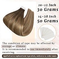 Ugeat Hair Tape In Extensions Human Hair Ombre Tape In Hair Extensions Real Human Hair Dark Brown To Golden Brown Mix Golden Blo