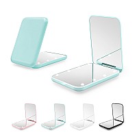 Kakuje Travel Mirror With Light 1X3X Magnification Led Compact Mirror With Nternal Biattery Mint Green Mini Mirror For Purse