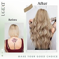 Ugeat Sew In Hair Extenisons Real Human Hair Dark Ash Blonde Highlights Golden Blonde Hand Tied Weft Hair Extensions Human Hair