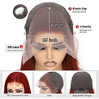 Tunfine Reddish Brown Lace Front Wigs Human Hair 200 Density 13X6 Hd Lace Frontal Wig 22 Inch Glueless Straight Wigs Human Hair