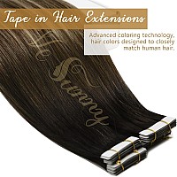 Ve Sunny Black Ombre Tape In Hair Extensions Invisible Tape In Extensions Human Hair Natural Black Roots To Dark Brown Mix Ash B