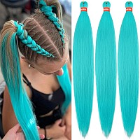 Lake Green Pre Stretched Braiding Hair 30 Inch Kanekalon Box Braid Hair Extensions 3 Packs Yaki Texture Pre Feathered Braids Hai