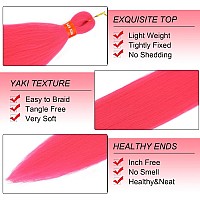 Neon Hot Pink Pre Stretched Braiding Hair 30 Inch Kanekalon Box Braid Hair Extensions 3 Packs Yaki Texture Pre Feathered Braids