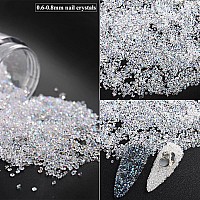 Ab Glass Nail Art Rhinestones Kit With Micro Pixie Crystals Multi Shapes 3D Flatback Nail Gems Bling French Tips Nail Art Spa