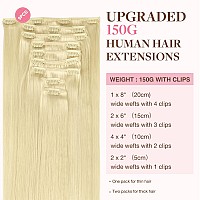 Goo Goo Clip In Hair Extensions Real Human Hair Remy Human Hair Extensions Clip Ins For Women Natural Human Hair 20Inch 150G