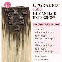 Goo Goo Clip In Hair Extensions Real Human Hair Remy Human Hair Extensions Clip Ins For Women Natural Human Hair 18Inch 150G