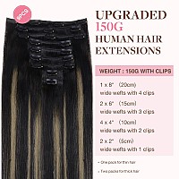 Goo Goo Clip In Hair Extensions Real Human Hair Remy Human Hair Extensions Clip Ins For Women Natural Human Hair 22Inch 150G