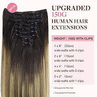 Goo Goo Clip In Hair Extensions Real Human Hair Remy Human Hair Extensions Clip Ins For Women Natural Human Hair 14Inch 150G