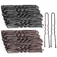 Tsmaddts Hair Pins For Women 24 Inch U Shaped Hair Pin 50Pcs Brown And 50Pcs Balck Ballet Bun Pin With Storage Box