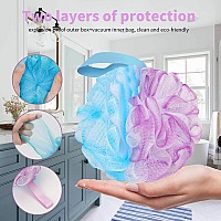 Farmoga Bath Loofah Sponge Back Scrubber Shower Sponge Soft Mesh Exfoliator Pouf Shower Ball Bath Sponges For Women And Men Bath