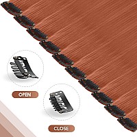 Feshfen Colored Hair Extensions Copper Clip In Hair Extension 10 Pcs Highlight Colorful Hair Piece Straight Synthetic Clip In H