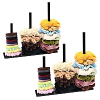 Smuk 2Packs 3Tiers Acrylic Scrunchie Holder Organizer Black Hair Tie Holder Stand For Women Teen Girls Scrunchie Storage Scrun