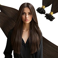 Ugeat Keratin Hair Extensions U Tip Brown Extensions Real Human Hair 16 Inch Dark Brown Fusion Tip Hair Extensions 1Gs 50S