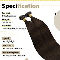 Ugeat Keratin Hair Extensions U Tip Brown Extensions Real Human Hair 16 Inch Dark Brown Fusion Tip Hair Extensions 1Gs 50S