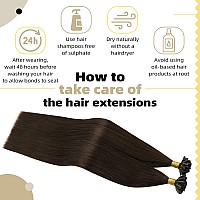 Ugeat Keratin Hair Extensions U Tip Brown Extensions Real Human Hair 16 Inch Dark Brown Fusion Tip Hair Extensions 1Gs 50S