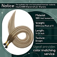 Ugeat Ombre I Tip Hair Extensions Human Hair Dark Brown Balayage Ash Brown Ombre Light Blonde 16 Inch Real Itip Hair Extensions