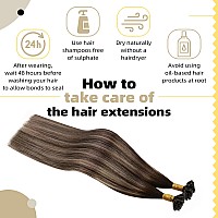 Ugeat Hair Extensions U Tip Balayage Human Hair Extensions 14 Inch Remy Human Hair Keratin Fusion Tip Hair Extensions Chocolate