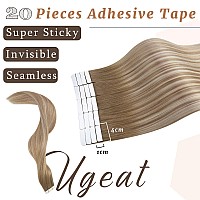 Ugeat Tape In Extensions Human Hair Balayage Hair Extensions Tape In Light Brown Mix Platinum Blonde Hair Extensions Ombre Seaml