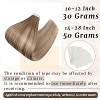 Ugeat Tape In Extensions Human Hair Balayage Hair Extensions Tape In Light Brown Mix Platinum Blonde Hair Extensions Ombre Seaml