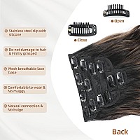 Fliace Clip In Hair Extensions 6 Pcs Natural Soft Hair Blends Well Lonng Wavy Hairpieces20Inch 6Pcs Blackdark Mix Light