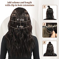 Fliace Clip In Hair Extensions 6 Pcs Natural Soft Hair Blends Well Lonng Wavy Hairpieces20Inch 6Pcs Blackdark Mix Light