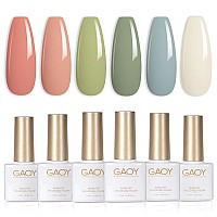 Gaoy Nude Coral Green Gel Nail Polish Set 6 Colors Milky White Blue Olive Soak Off Gel Polish Kit For Salon And Nail Art Diy At