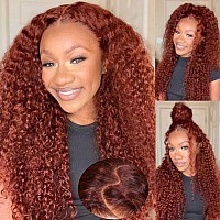 Beauty Forever Preeverything Glueless Frontal Wig 13X4 Reddish Brown Curly Pre Cut Lace Front Wigs Bye Bye Knots Put On And Go