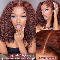 Beauty Forever Preeverything Glueless Frontal Wig 13X4 Reddish Brown Curly Pre Cut Lace Front Wigs Bye Bye Knots Put On And Go