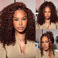 Beauty Forever Preeverything Glueless Frontal Wig 13X4 Reddish Brown Curly Pre Cut Lace Front Wigs Bye Bye Knots Put On And Go