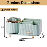 Rotating Makeup Organizer For Vanity With Brush Holder And Drawer Cosmetic Makeup Storage Large Spinning Makeup Skincare Organ