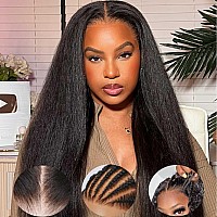 Beauty Forever Bye Bye Knots Wig 7X5 Pre Cut Lace Yaki Straight Wig Pre Bleached Invivisble Knots Put On And Go Glueless Wigs