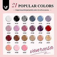 Vanreesa 24 Pcs Gel Nail Polish Set 21 Colors Gel Nail Polish With Base Coat Glossy Matte Top Coat Pink Nude Gray Blue Red Bro