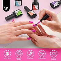 Vanreesa 24 Pcs Gel Nail Polish Set 21 Colors Gel Nail Polish Base Coat Glossy Matte Top Coat White Pink Green Blue Purple Gel