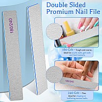 Bleswin Nail File 25 Count180240 Grit Nail Files For Natural Nails Emery Boards Nail Files Double Sided 25Pcs Professional M