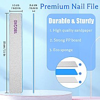 Bleswin Nail File 25 Count180240 Grit Nail Files For Natural Nails Emery Boards Nail Files Double Sided 25Pcs Professional M